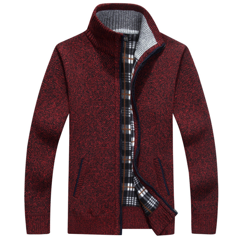 Chandail à fermeture éclair d'automne et de cardigan d'hiver pour hommes Épaisseur de collier en polaire