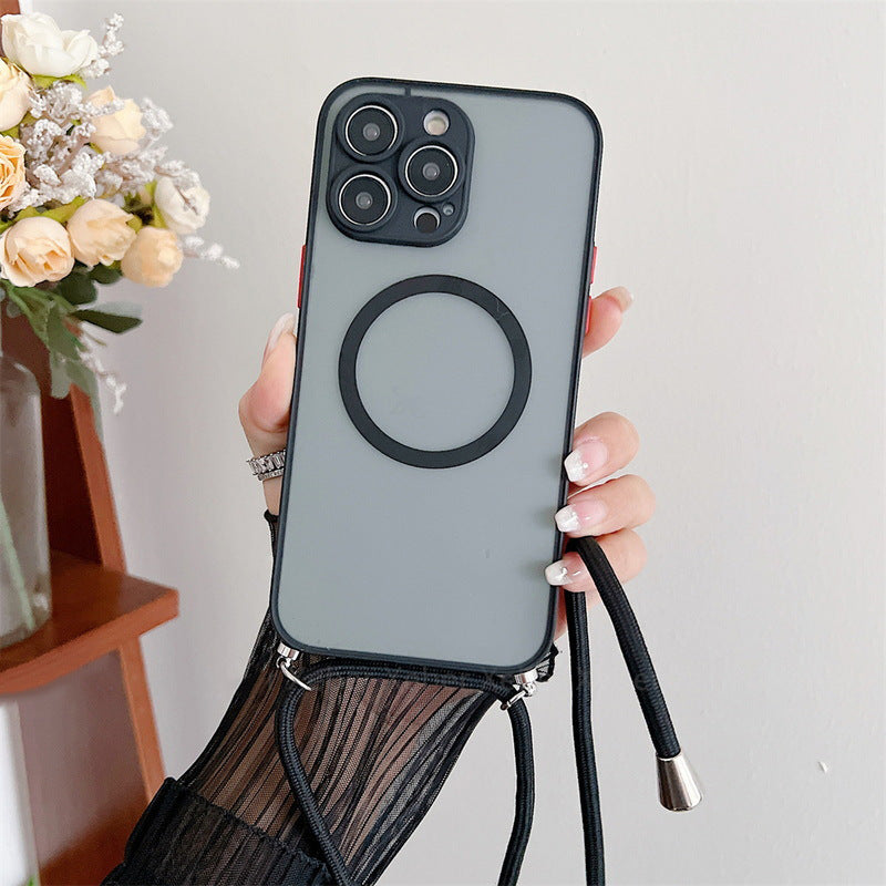 Étui magnétique pour téléphone Lanyard Transparent Crossbody Résistance à la chute