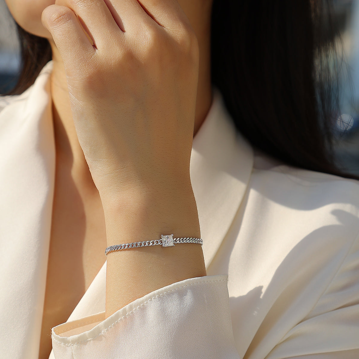 S925 Argent 1ct Princess Cut Moissanite Bracelet