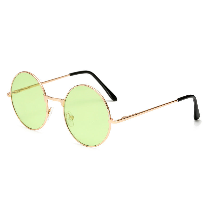 Lentilles de couleur mignon Vintage Lunettes de soleil rondes Mode
