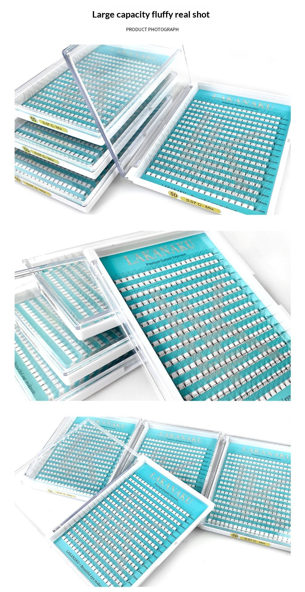 Base glue, short stems 16 rows False eyelashes Cabbage tail ends