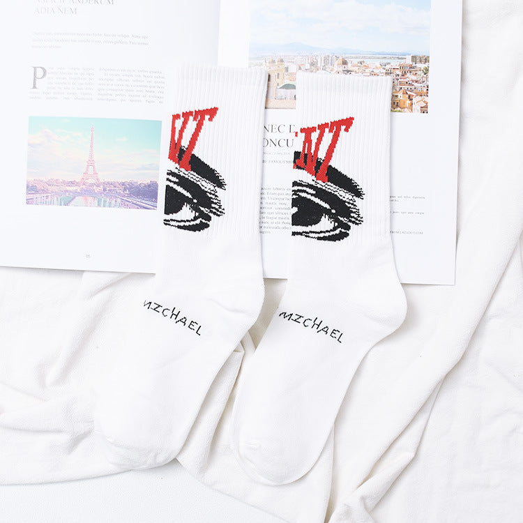 Graffiti Lettre Chaussettes de sport en coton mi-calf