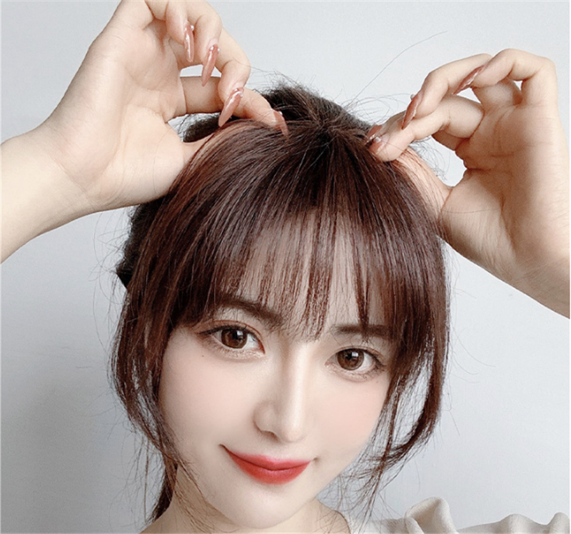 Véritable perruque de cheveux Mécanisme 3D Air Bangs Perruque