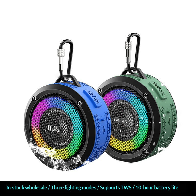 Round Waterproof Bluetooth haut-parleur portable Outdoor WTS Player avec éclairage RGB