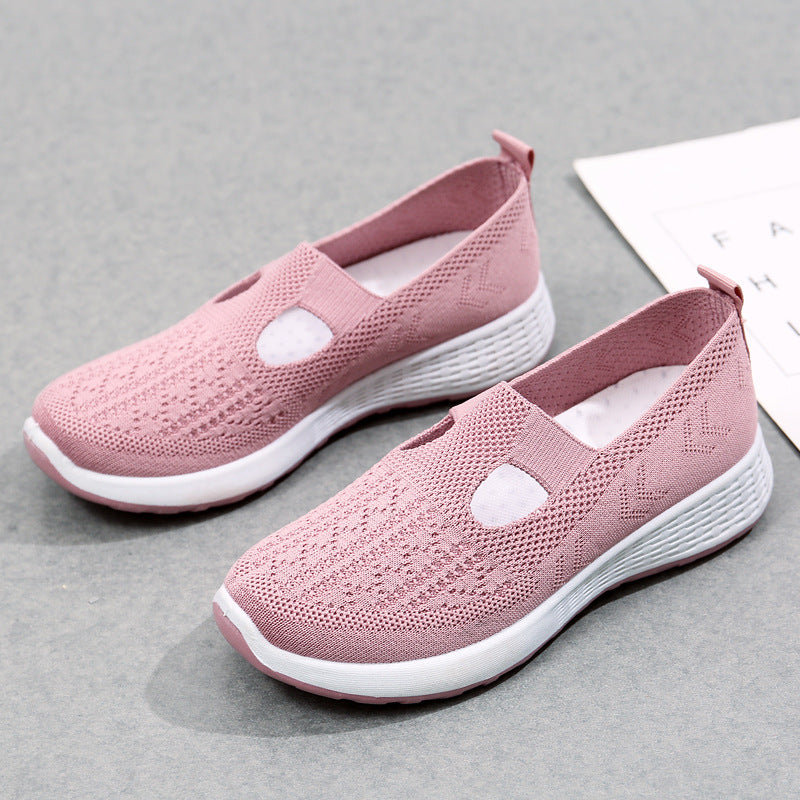 Vieux Beijing Cloth Chaussures Femmes Shallow Bouche Mesh Respirant Non-dérapant Soft Bottom Slip-on