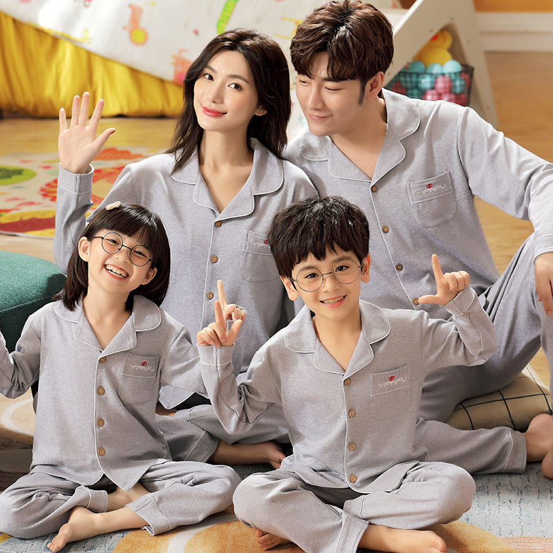 Coton Parent-enfant Pyjama Printemps et Automne Longue Manche Style mince