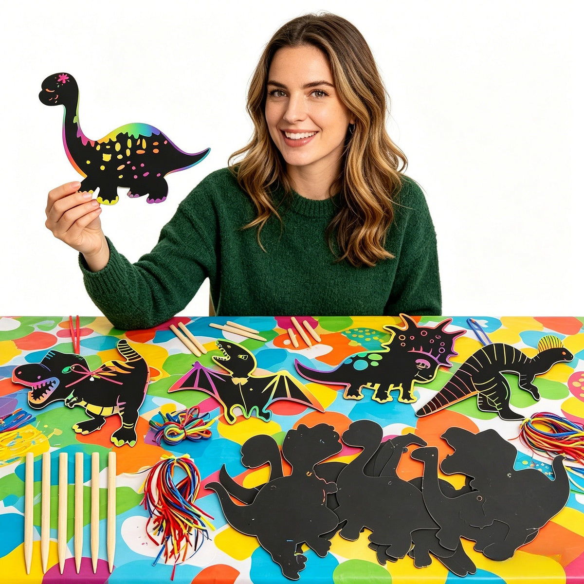Set d'art scratch dinosaure 100 pièces avec 48 feuilles