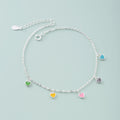 925 Argent Sterling Coeur coloré huile-dépôt de cheville pour les femmes