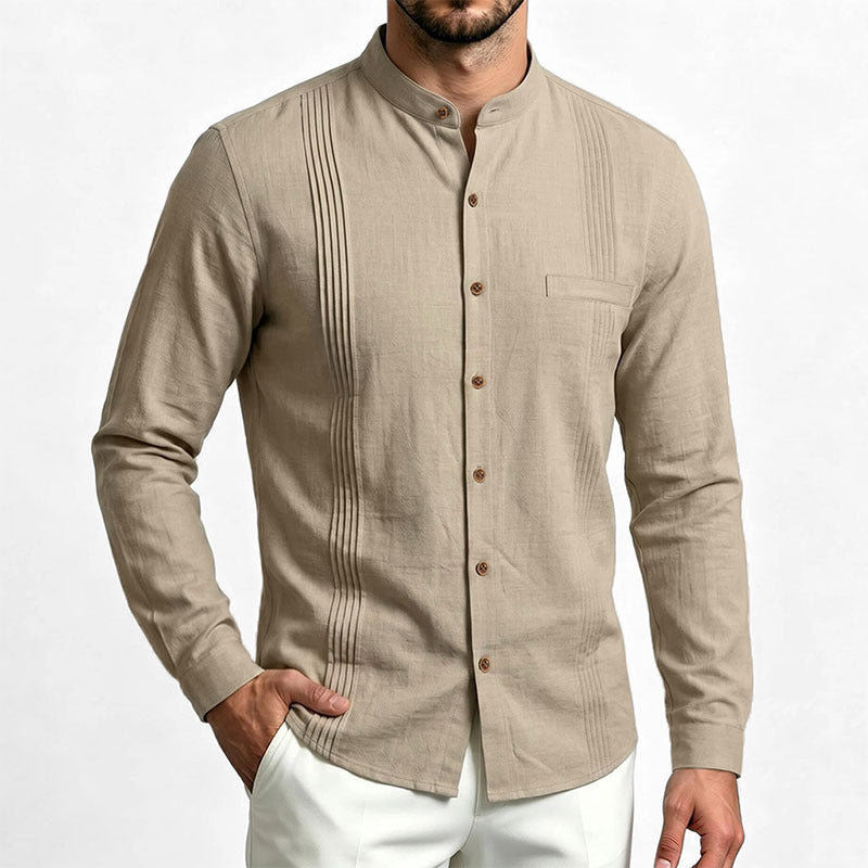 Collier de support Pleat vertical manches longues chemise casual