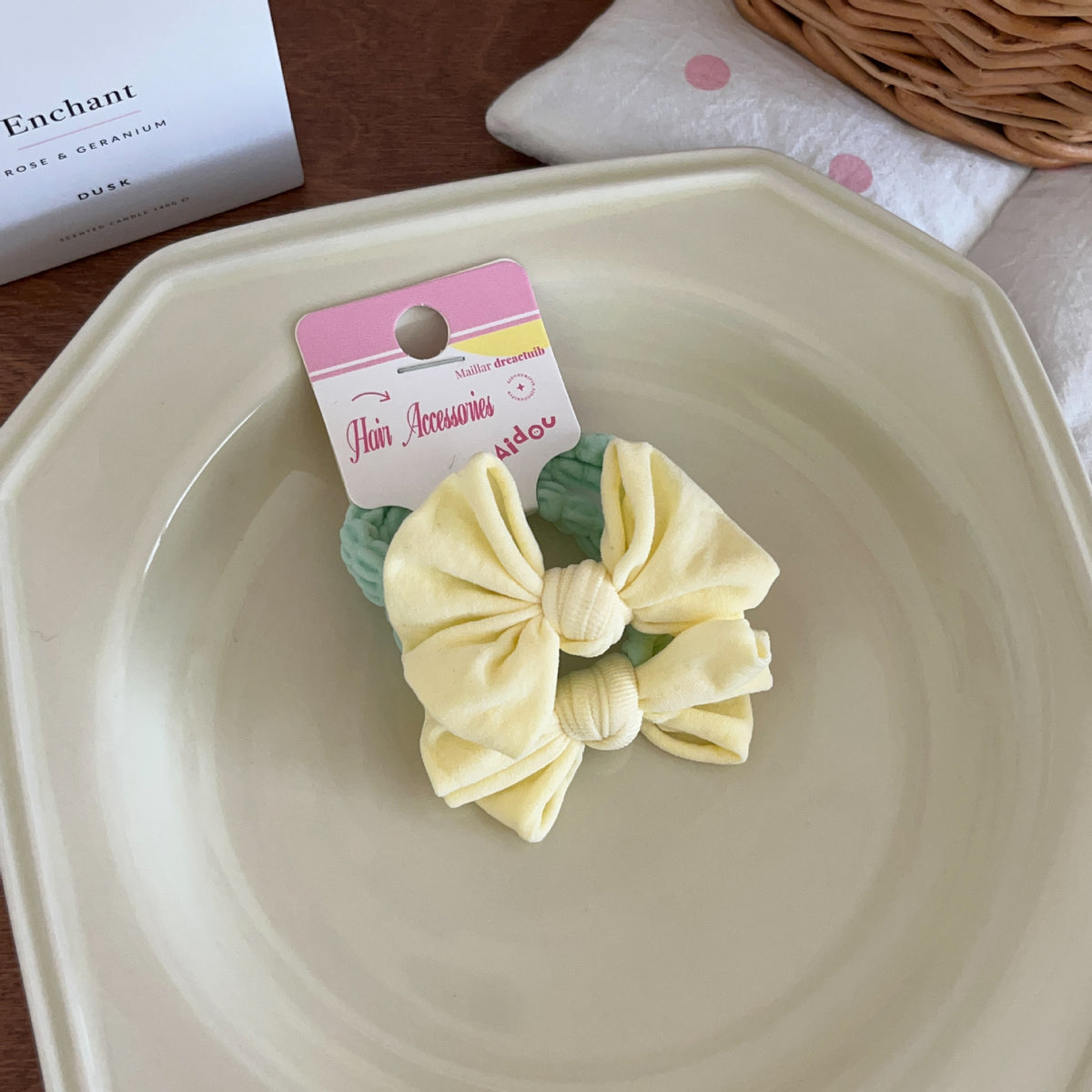 Macaron Bow serviette anneau corde de cheveux ne nuit pas à haute élasticité