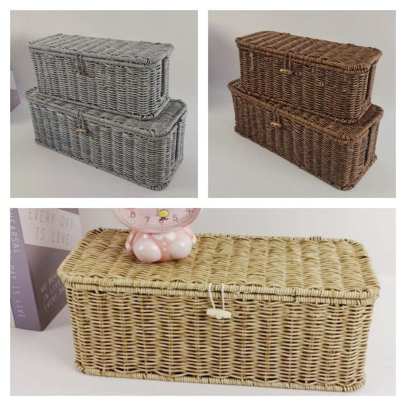 Panier de rangement pour tissés de style rotin et rotin
