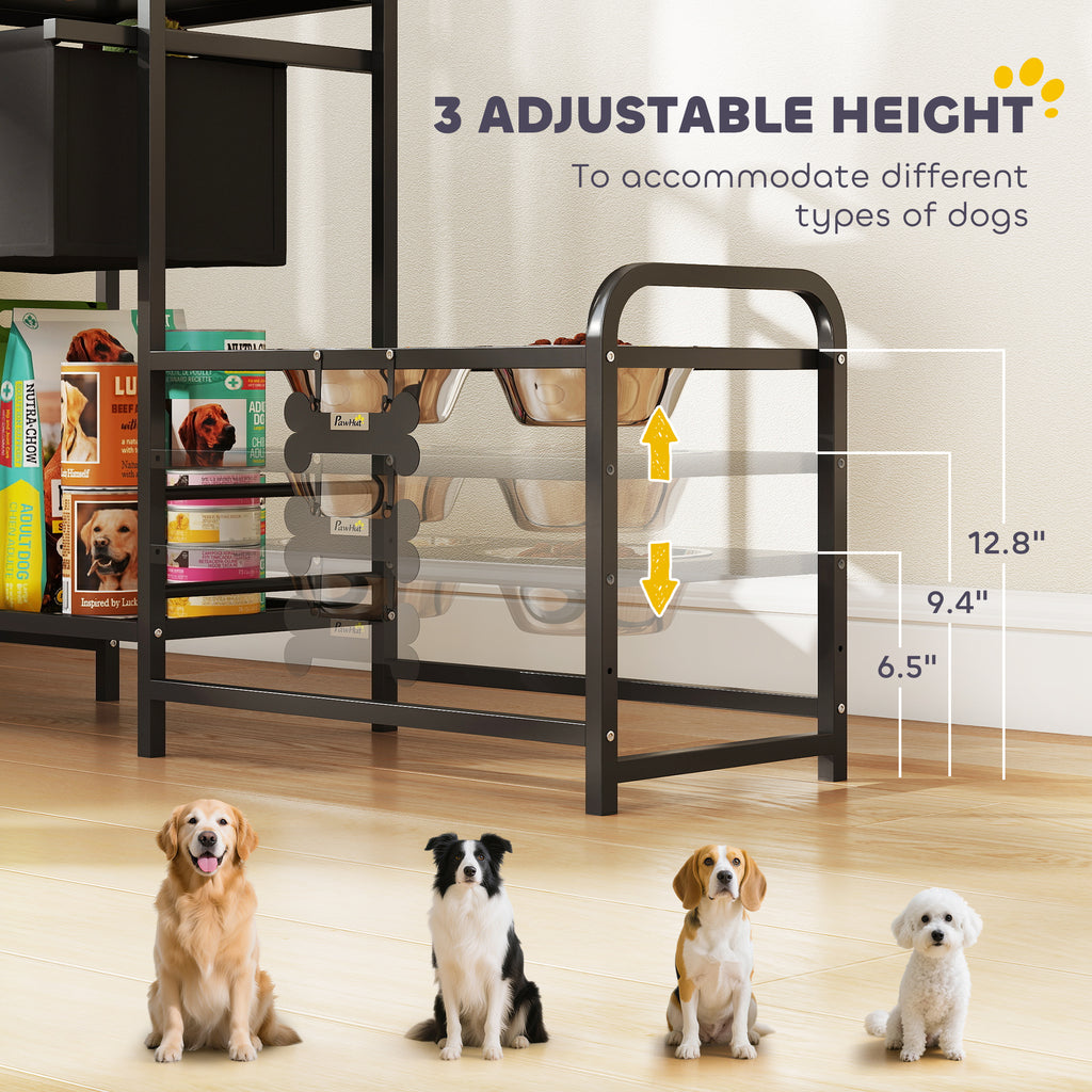 3 hauteur réglable chien Bowl Stand avec 2 stations d'alimentation