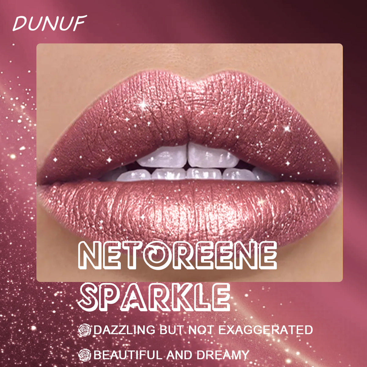 Rouge à lèvres perlescent métal-luster avec shimmer doré Et un effet tridimensionnel