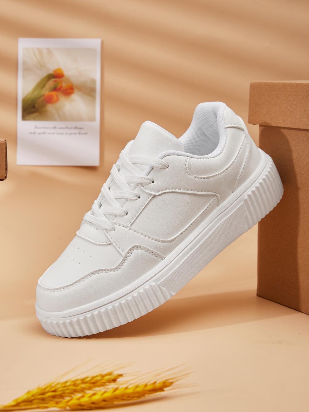Sneakers polyvalents élégants, de couleur solide et décontractée