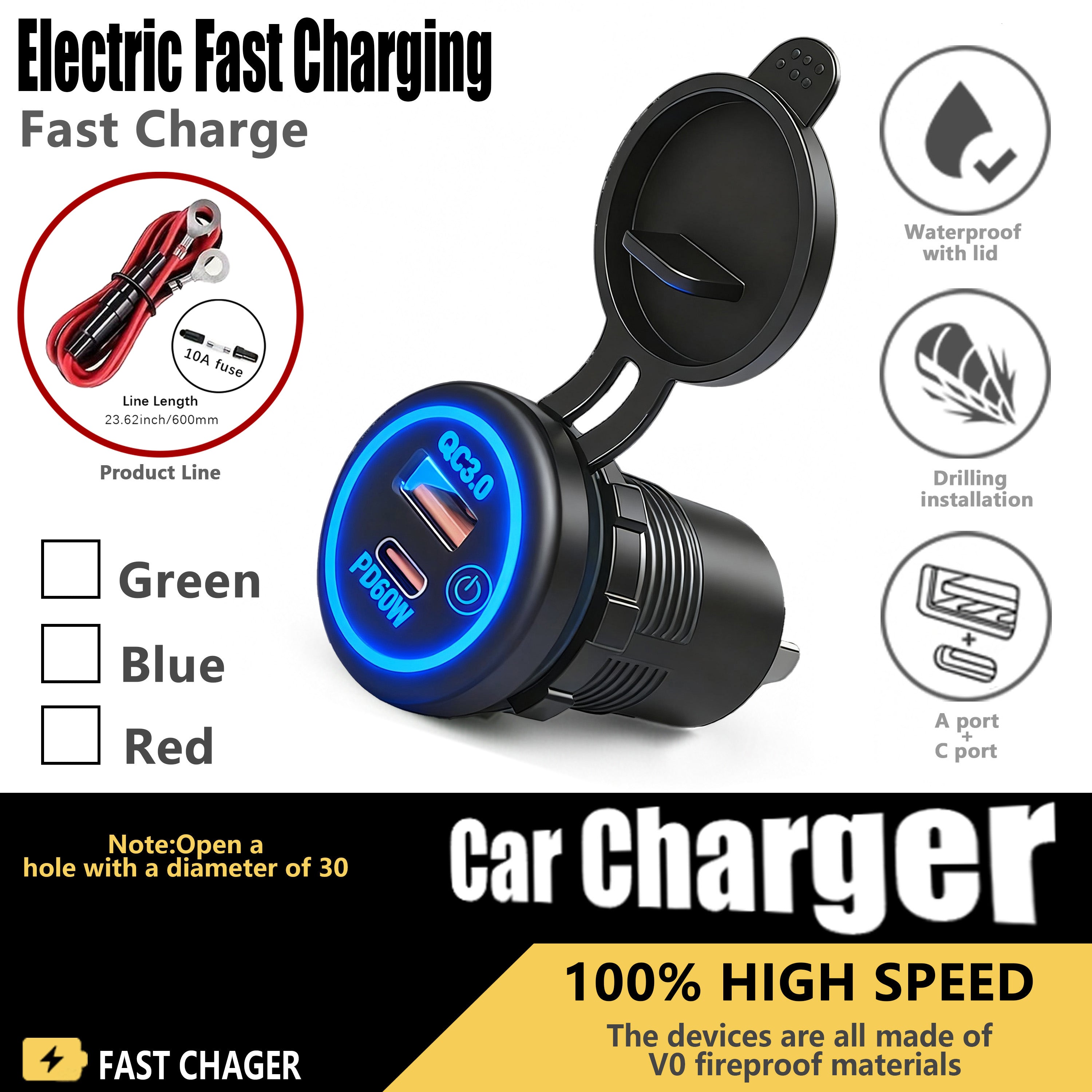 Le chargeur de téléphone portable 60W pour les automobiles
