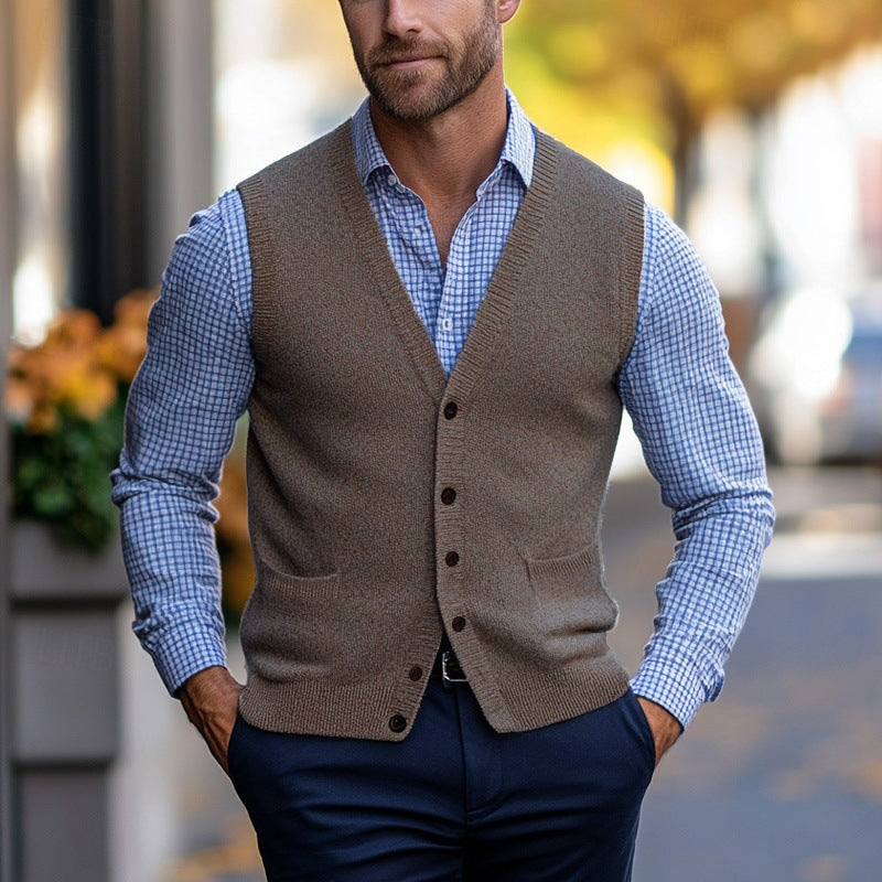 Chandail tricoté homme Veste de couleur unie