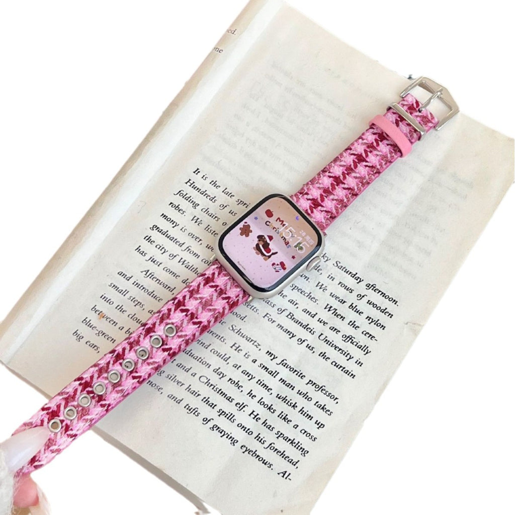 Bracelet de montre en laine et cuir pour Noël