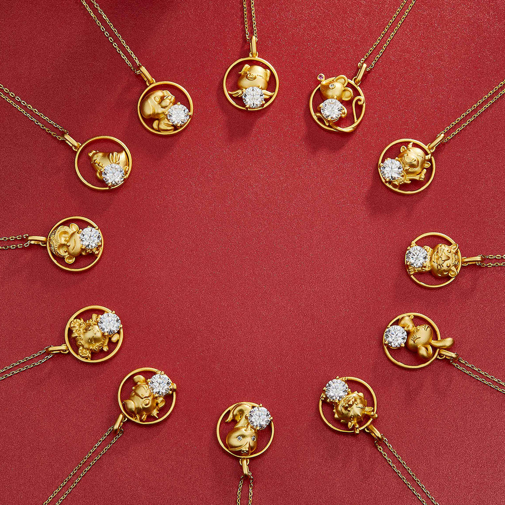S925 Argent Sterling plaqué or 1ct D Couleur VVS1 Moissanite Lapin Collier 4.8g Chinois