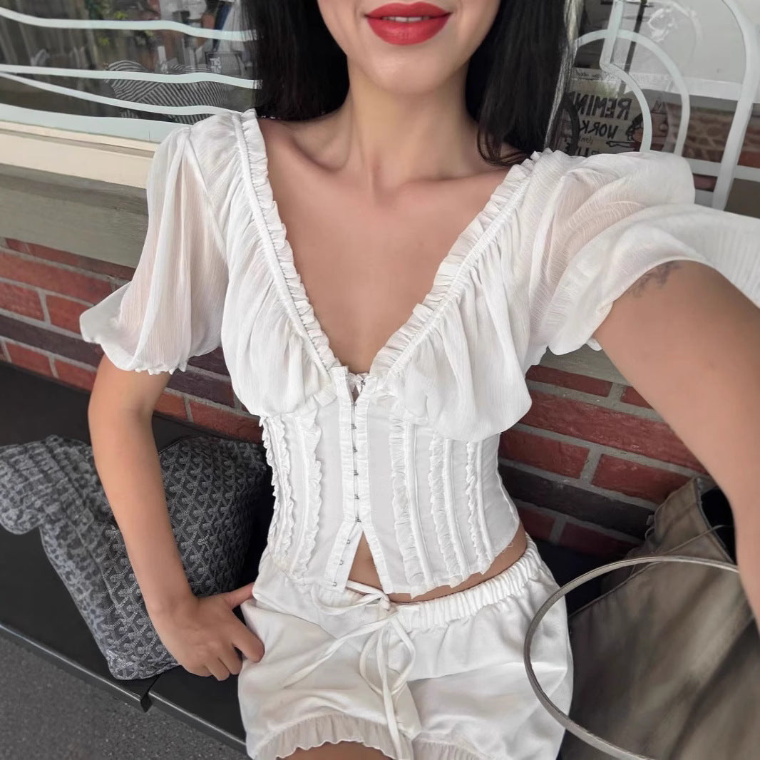 Chemise femme polyvalente de style français d'été