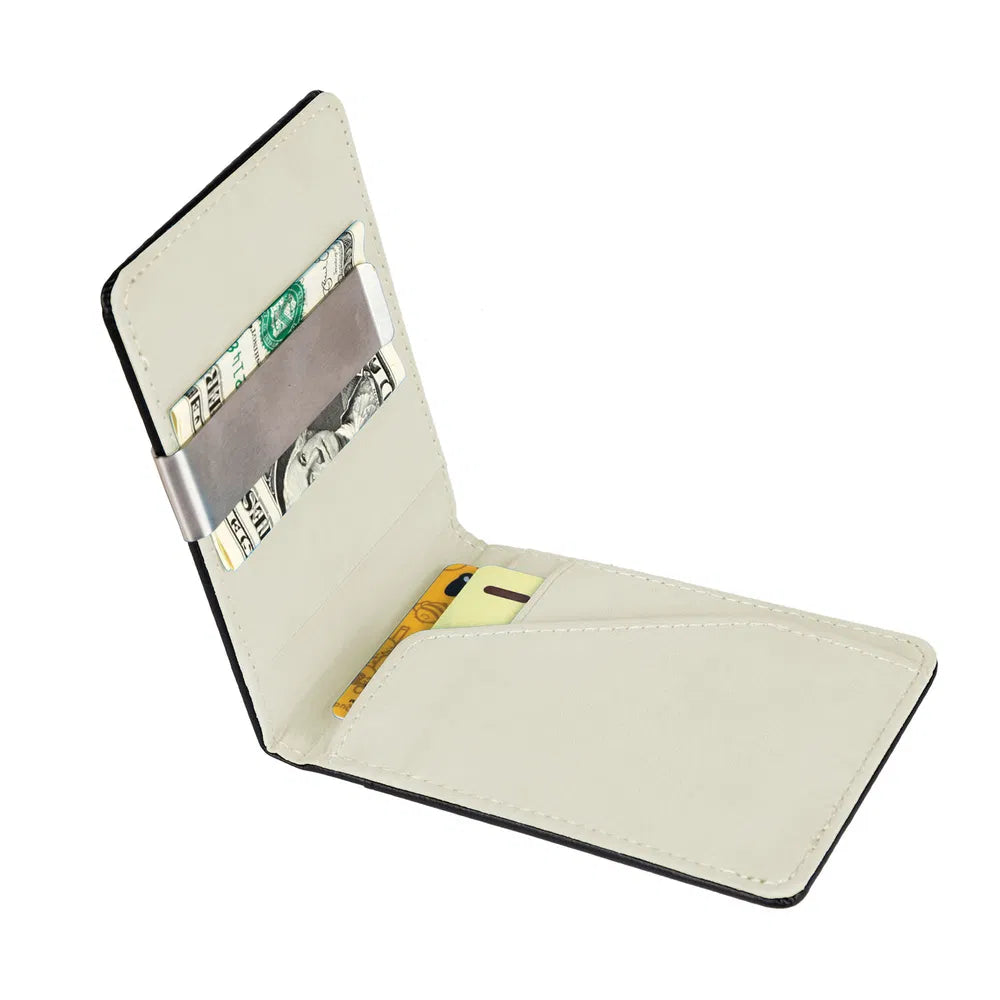 Unisex PU portefeuille en cuir RFID bloquer slim bifold titulaire de carte de crédit avec argent Clip