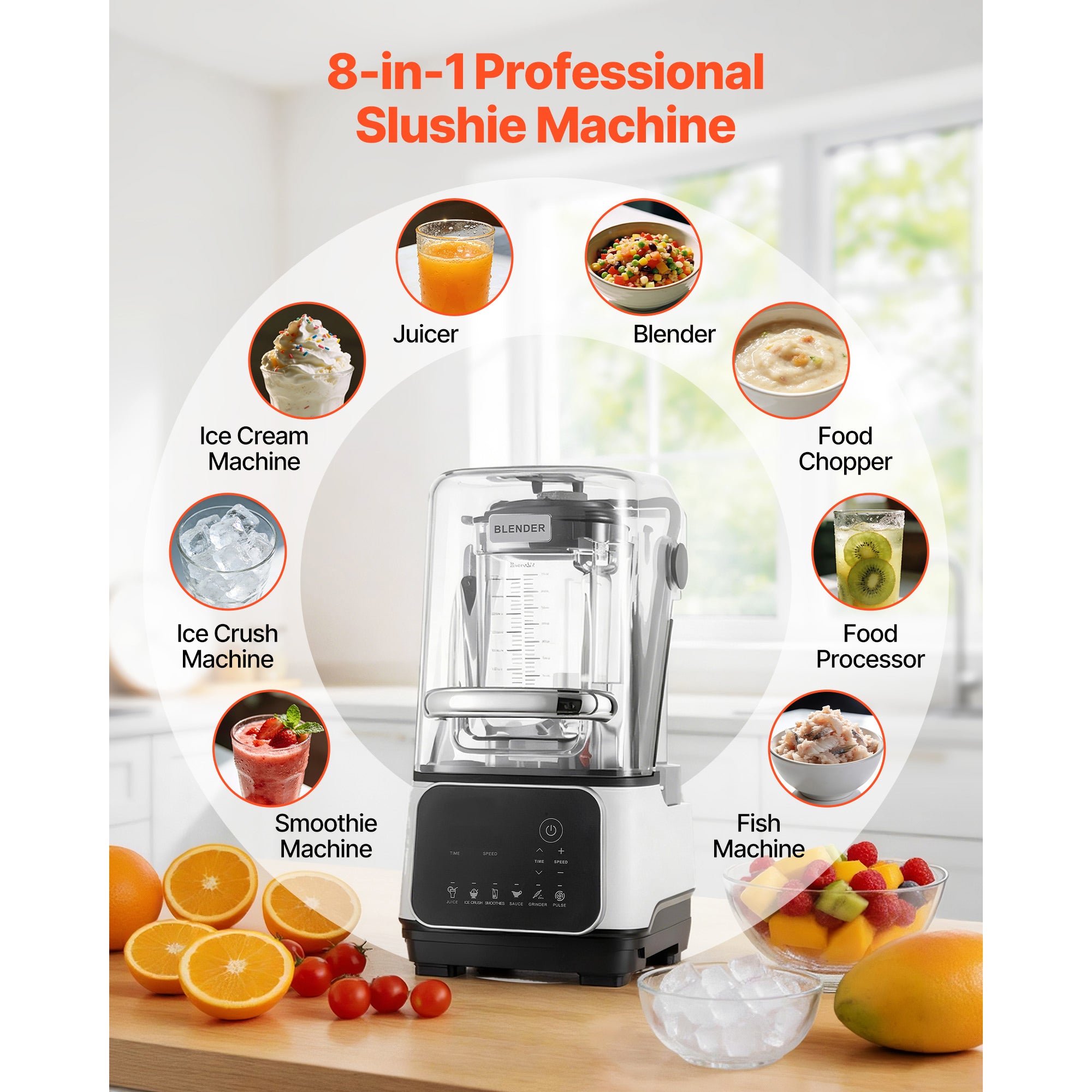 Blender, 68 Oz Mélangeurs de comptoir professionnels avec bouclier, 2200W 26000RPM Cuisine alimentaire P