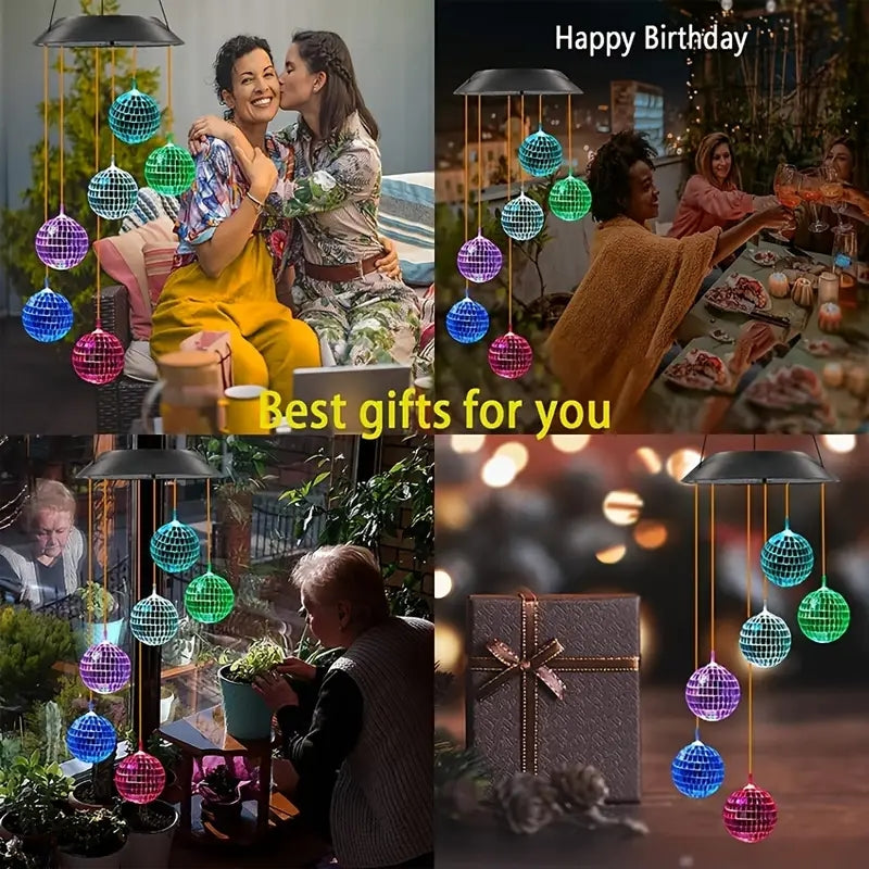 1pc Sun Wind Chimes Mobile Suspension LED Light Color Changing Wind Chime Birthday Gift for