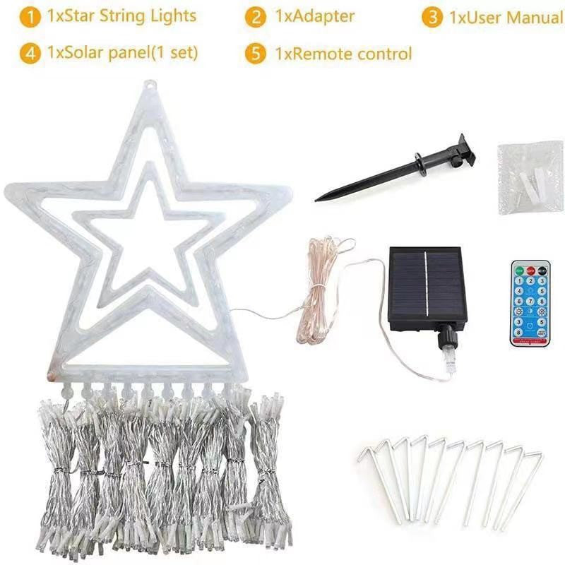 Lumière de chute d'eau étoile 5 points LED pour décorer la cour extérieure