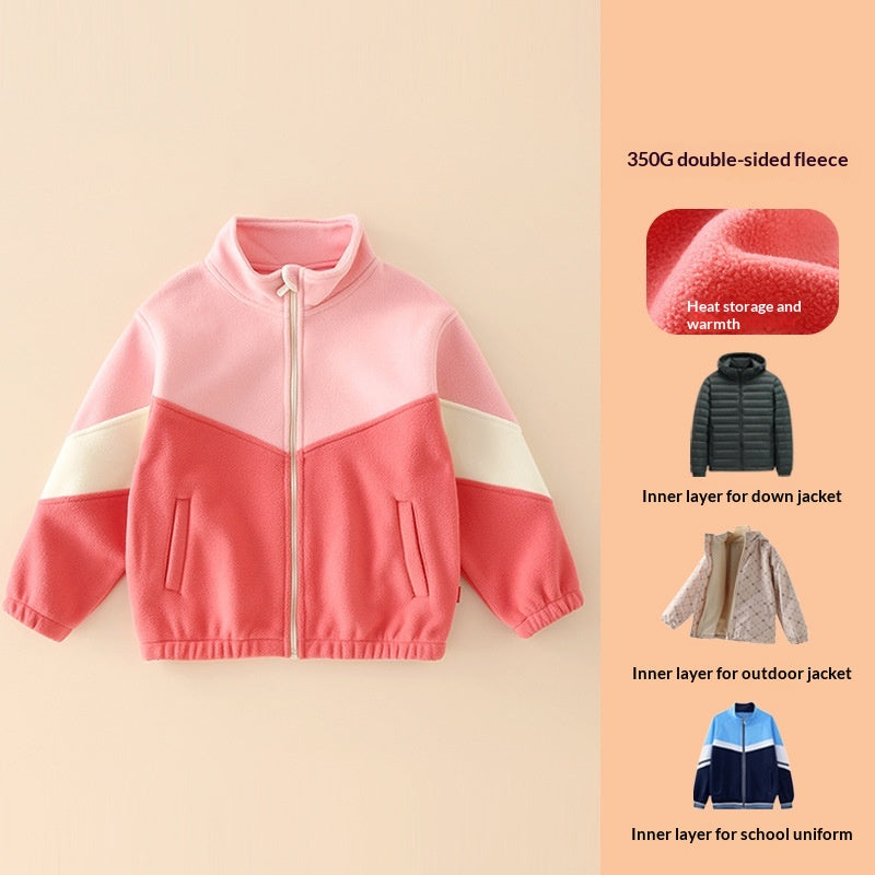 Enfants Filles doublées d'une polaire Sweatshirt Cardigan pour printemps