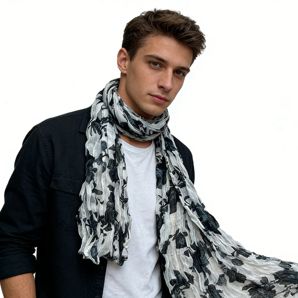 Écharpe texturée texturée 2pcs noir blanc
