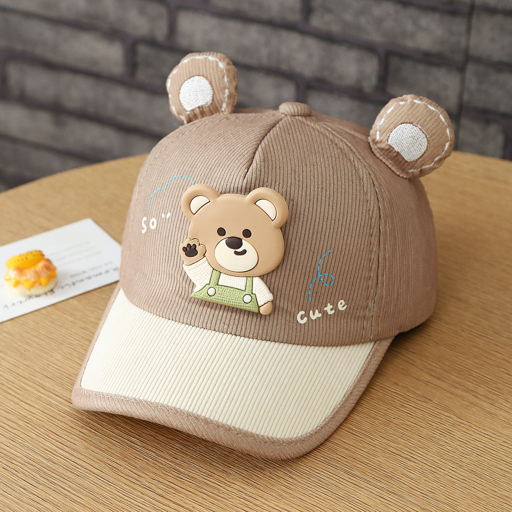 Le style d'automne des enfants Drawstring Easel Bear Corduroy mode et mignon baby baseball