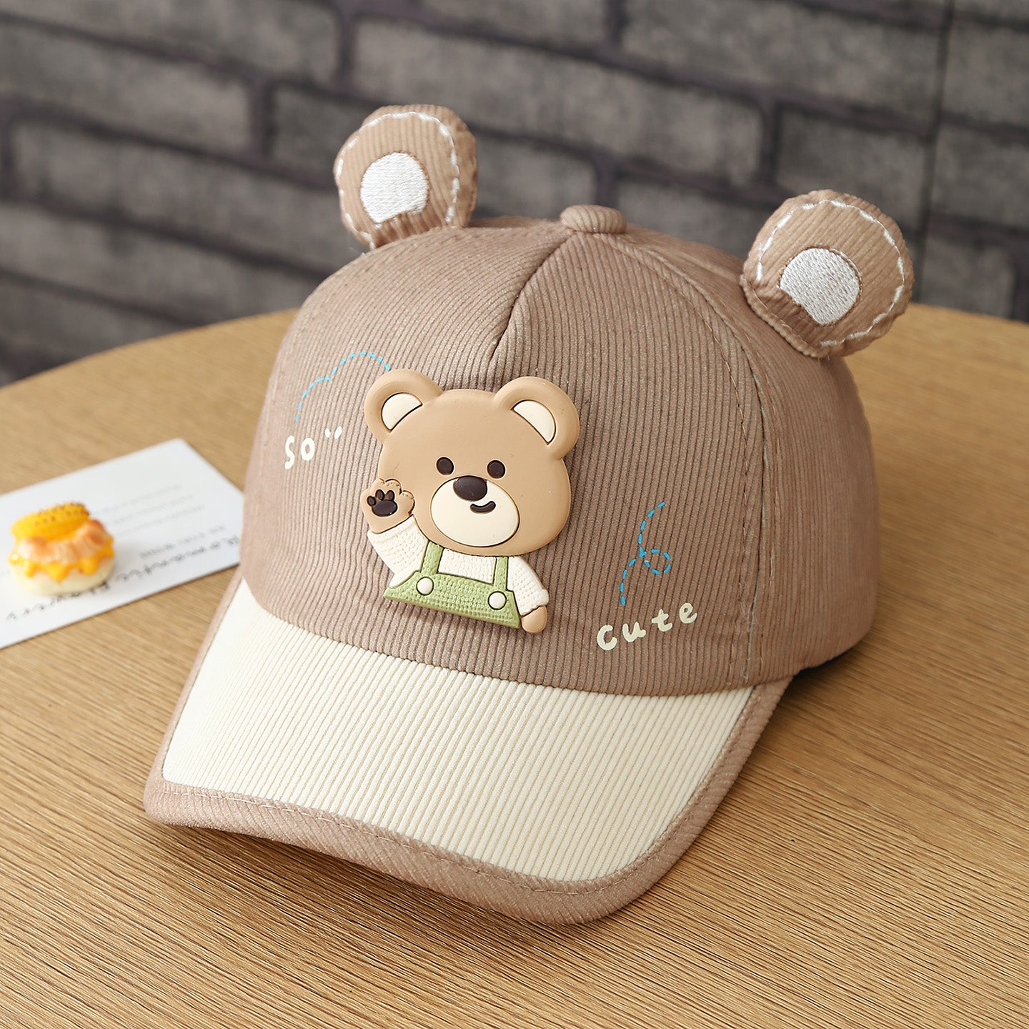 Le style d'automne des enfants Drawstring Easel Bear Corduroy mode et mignon baby baseball