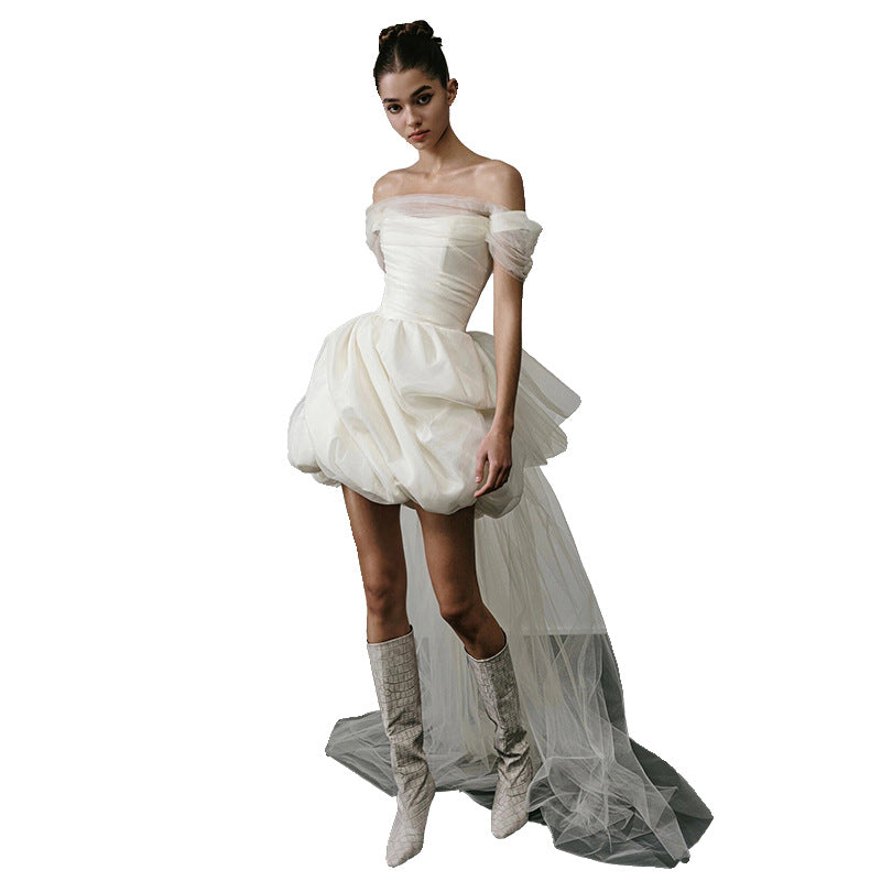 Robe de mariée légère hors-épaule Blanc Court