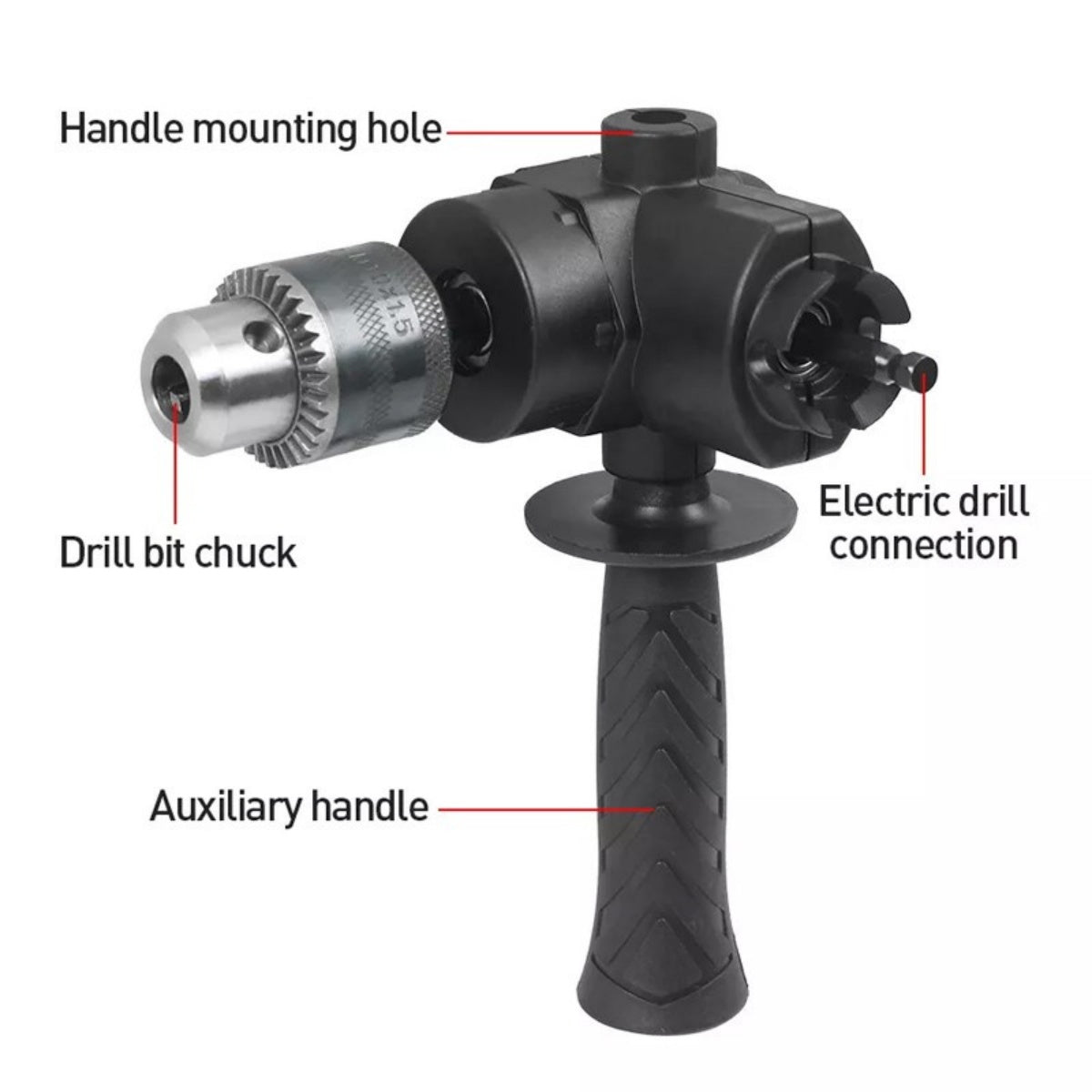 Angle droit 90 degrés d'angle d'attache de perceuse adaptateur haute torque d'attache outil