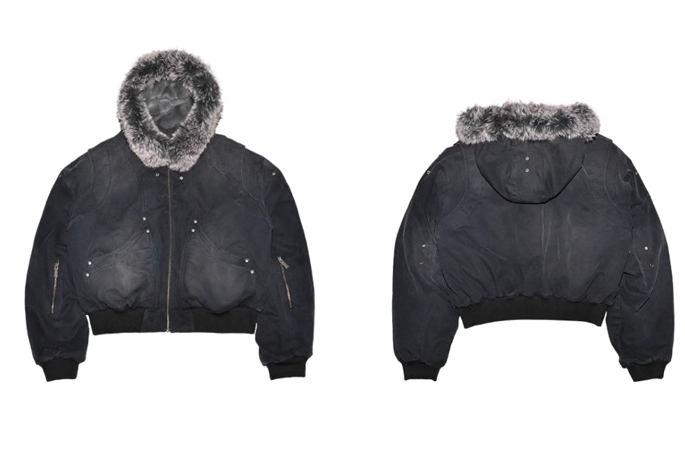 Collier de fourrure Toile lavée Split Mountain Carving Veste