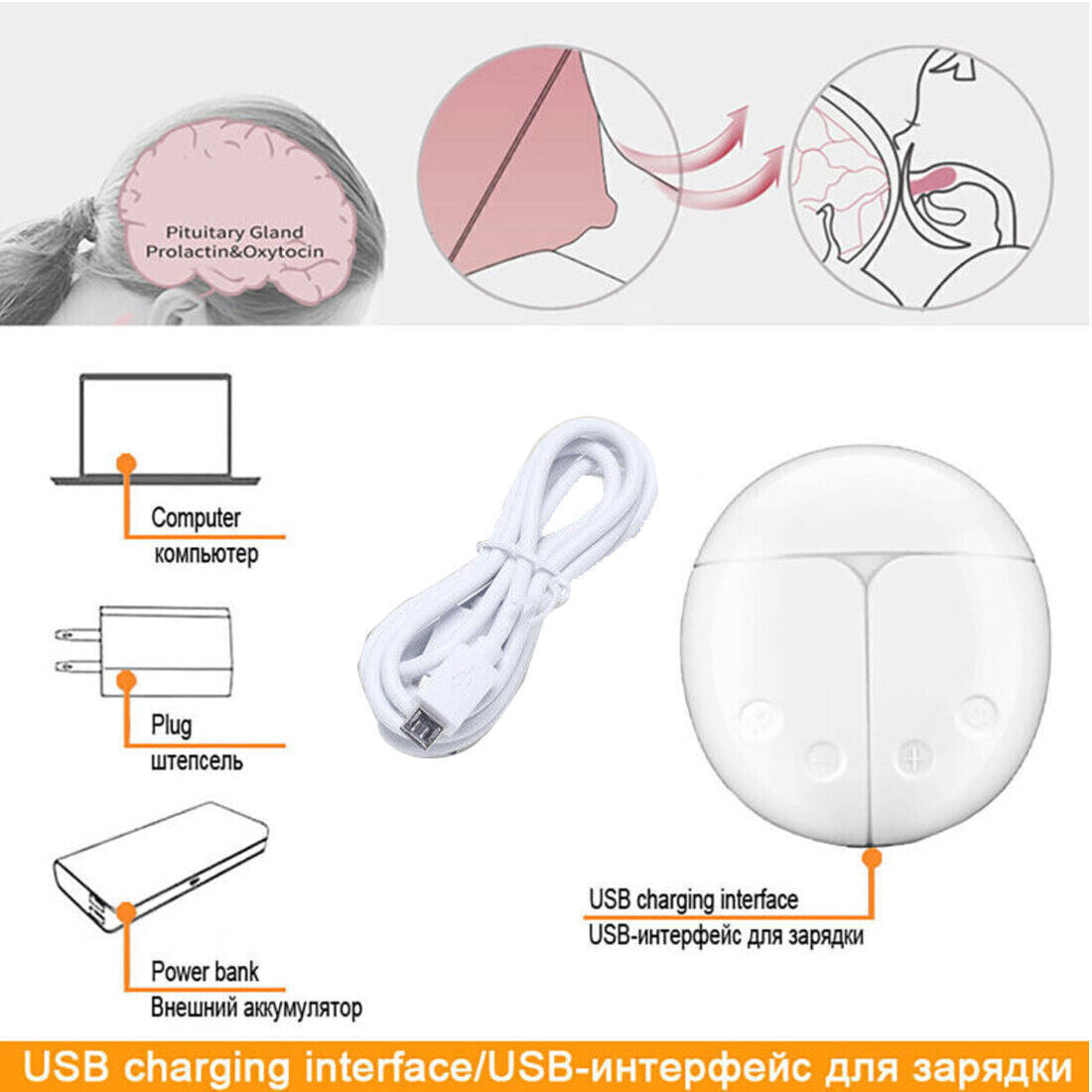 Electric Breast Mute Automatic Dual Breastpomp Baby Feeding avec USB