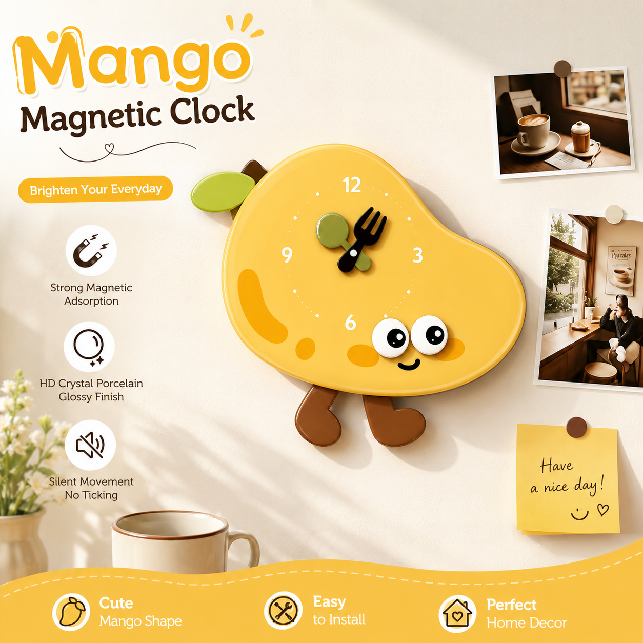 Mango Mignon Magnetic Fridge Horloge murale
