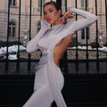 Femme Sexy Girl Retour Robe à manches longues minces