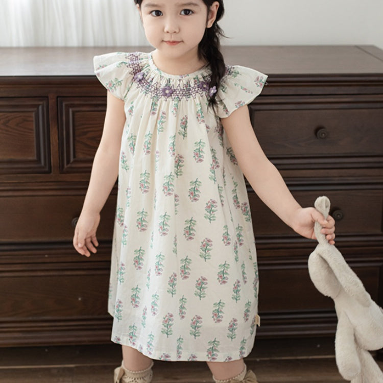 Robe brodée florale sans manches pour filles