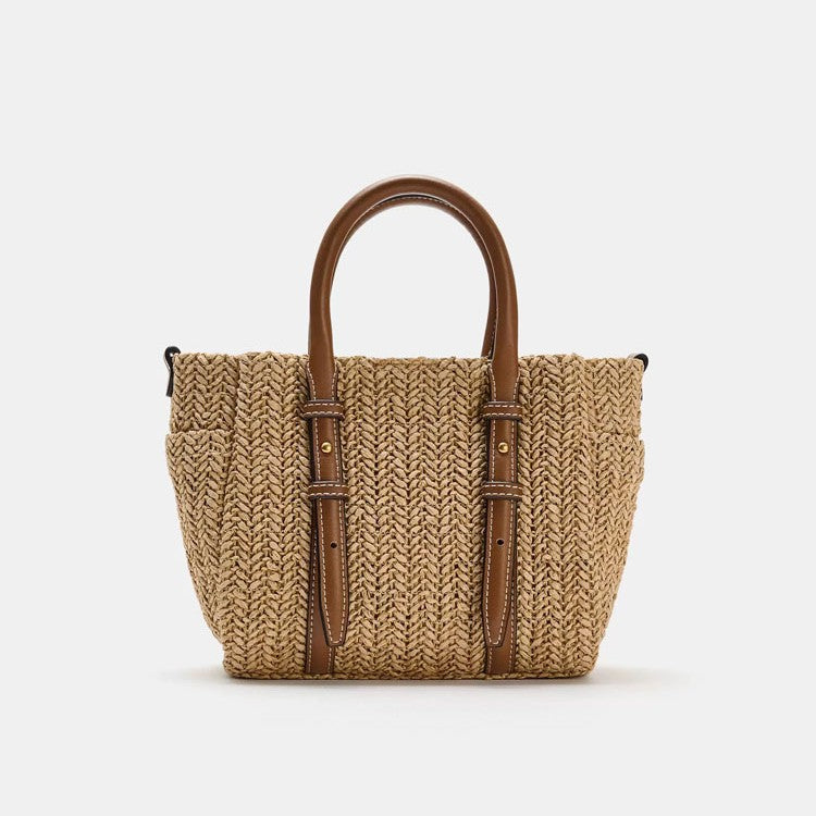 Sac croisé portatif à épaule en paille