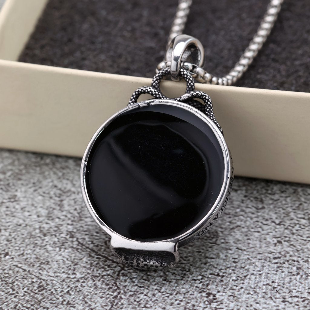 Collier miroir magique pendentif homme en acier inoxydable rétro