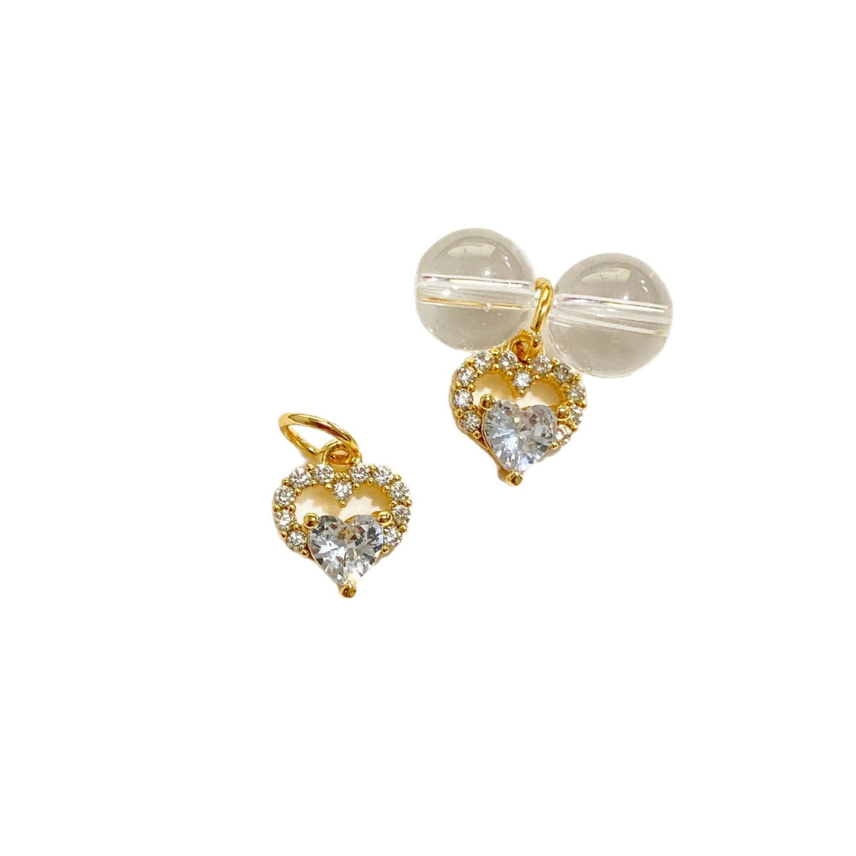 Protégeant les couleurs 14K Gold Inlaid Zircon coeur Bow de Noël et pendentif Bell