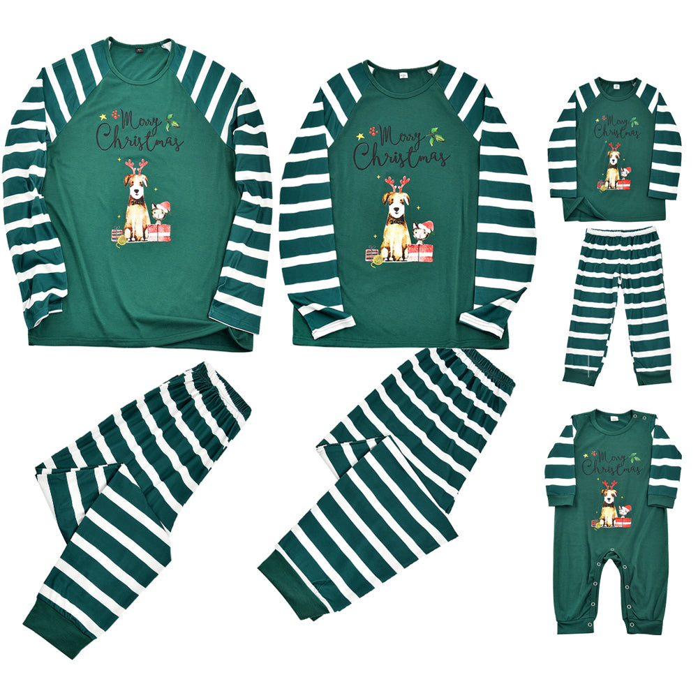 Famille European and American Christmas Parent-child Printed Pajamas Set