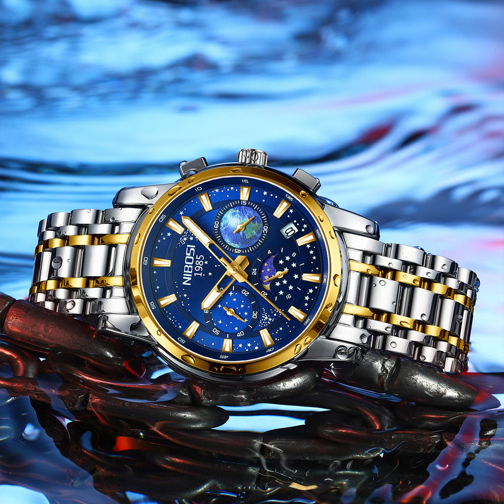 Montre Quartz d'affaires hommes ceinture en acier