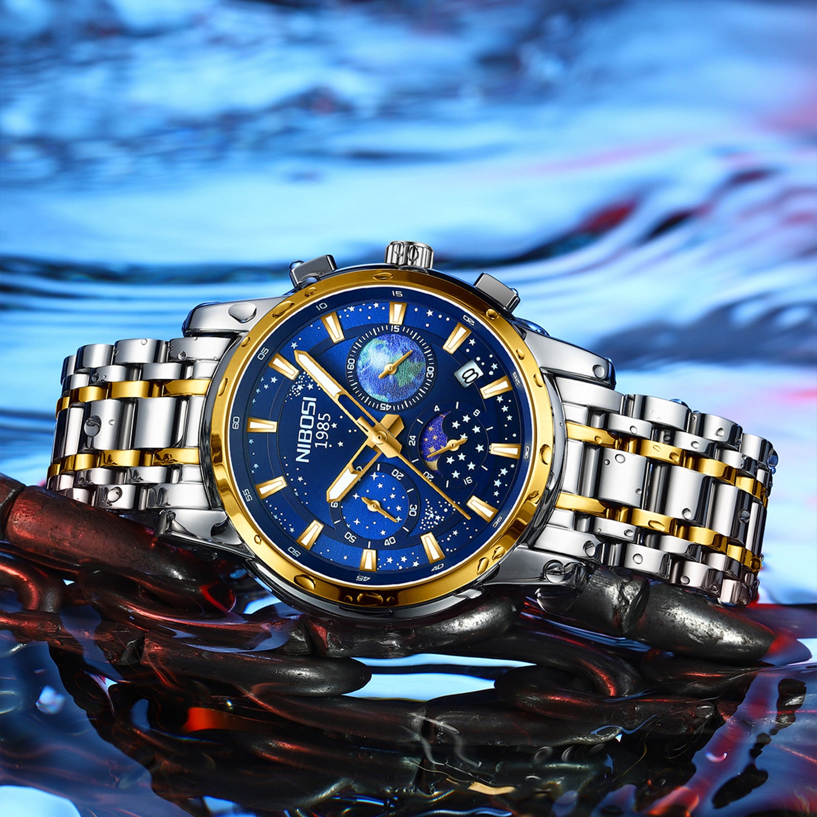 Montre Quartz d'affaires hommes ceinture en acier