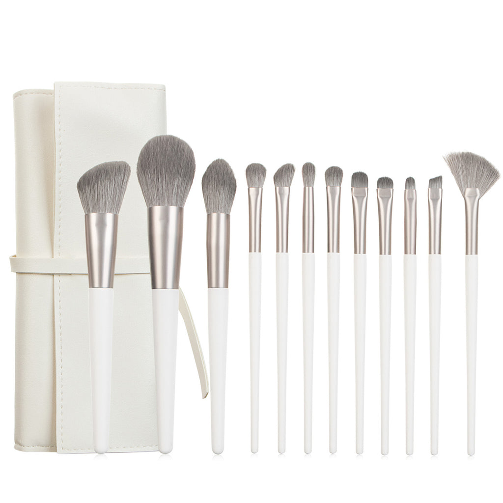Set de brosse de maquillage 12 pièces avec 4 couleurs et un sac de maquillage