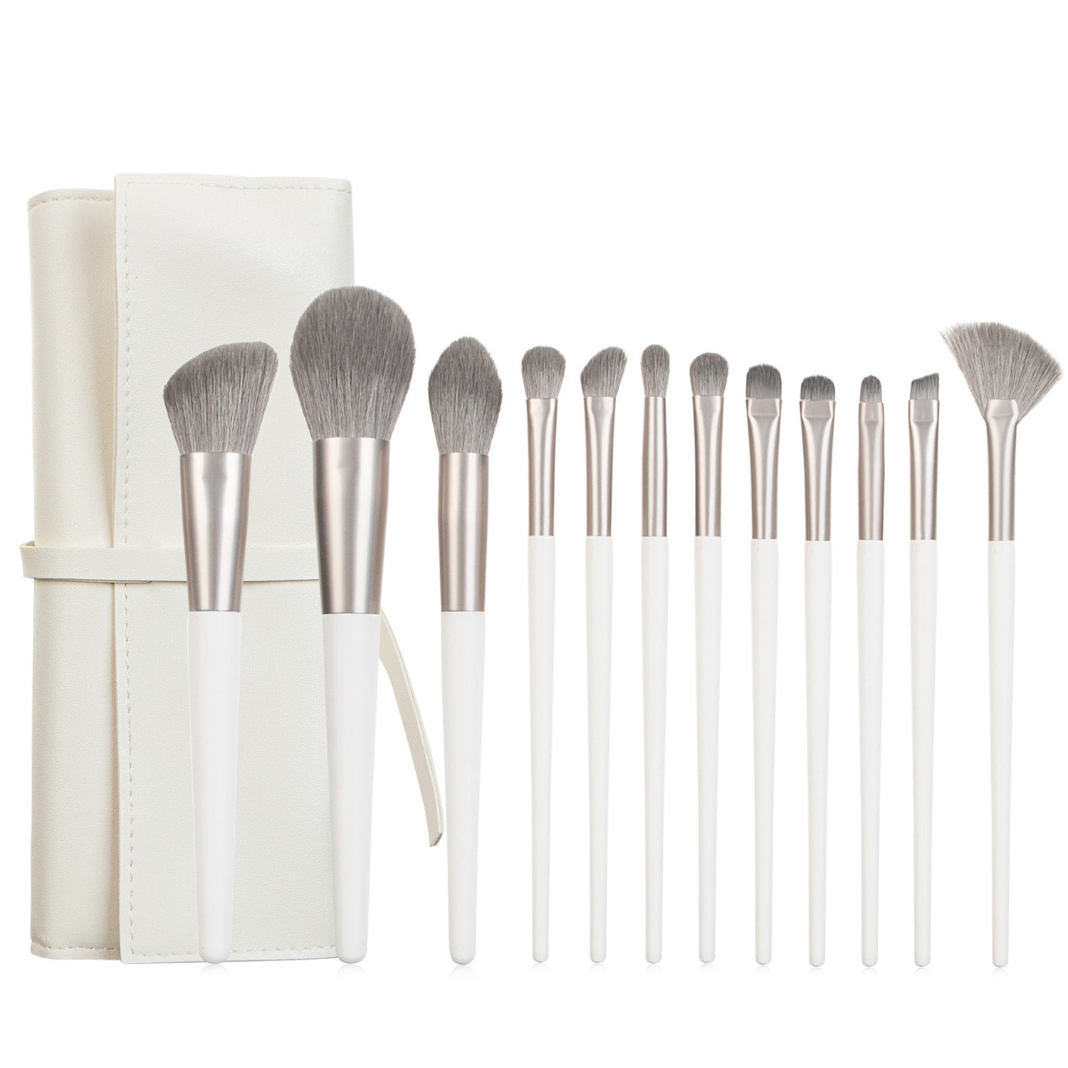 Set de brosse de maquillage 12 pièces avec 4 couleurs et un sac de maquillage