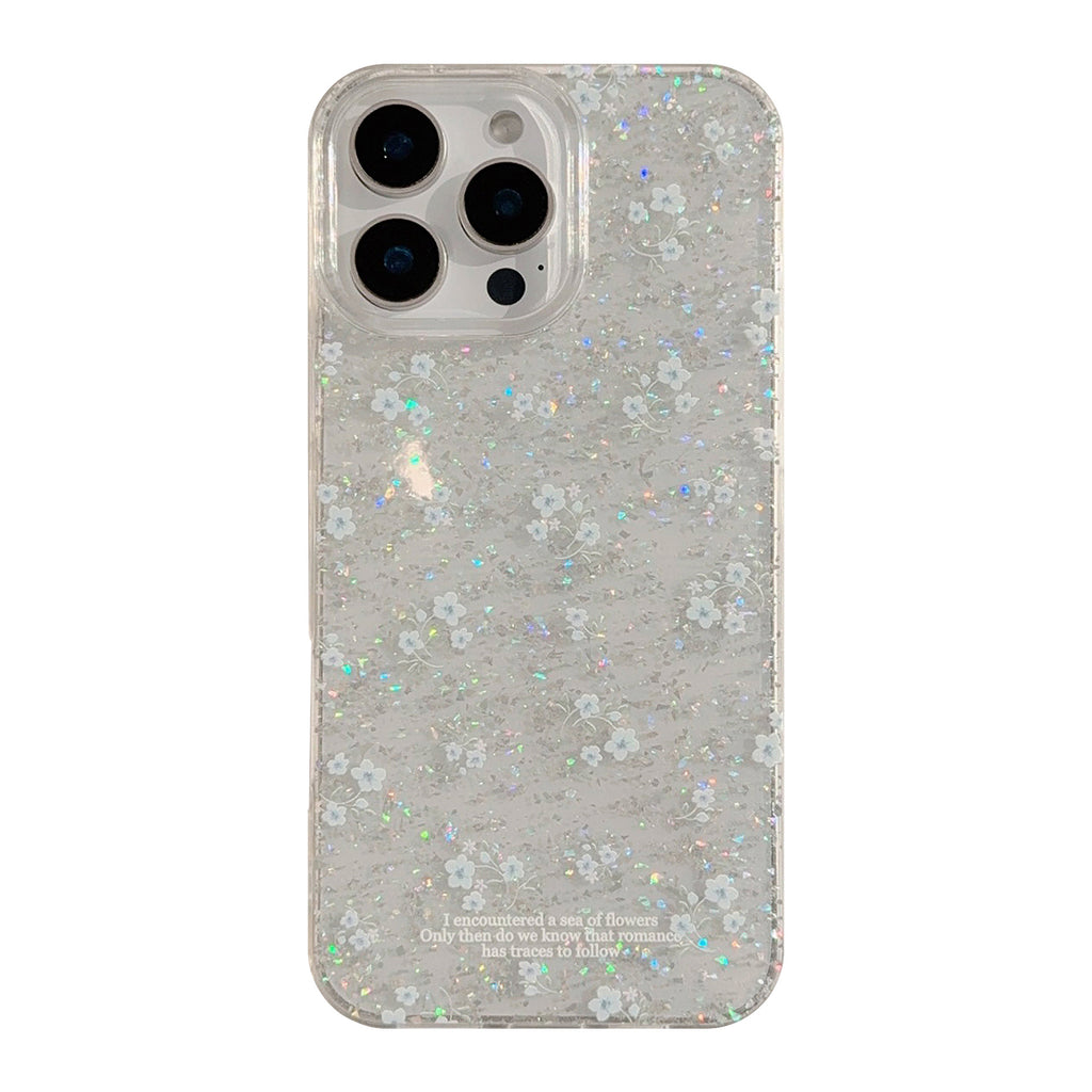 Étui de téléphone bleu doux avec glitter scintillant