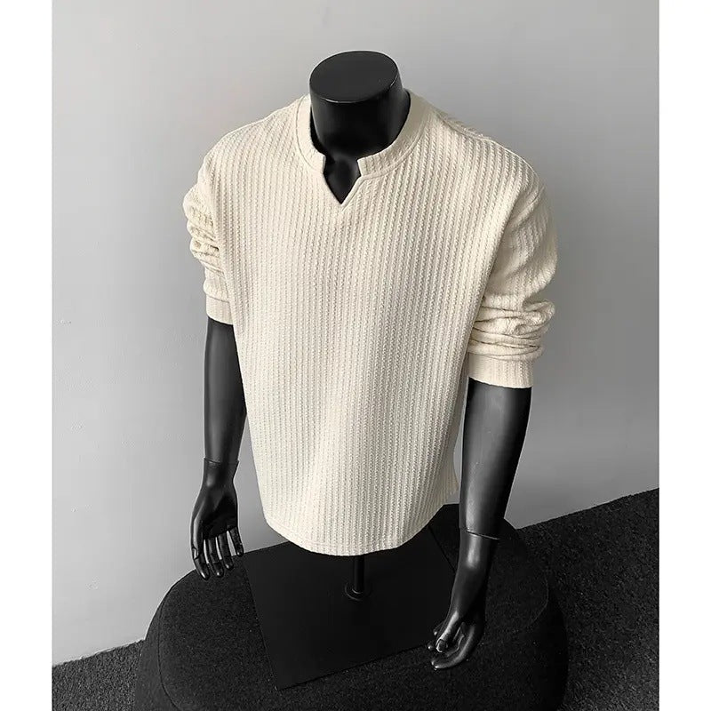 T-shirt de base pour homme à manches longues de style américain pour le printemps et