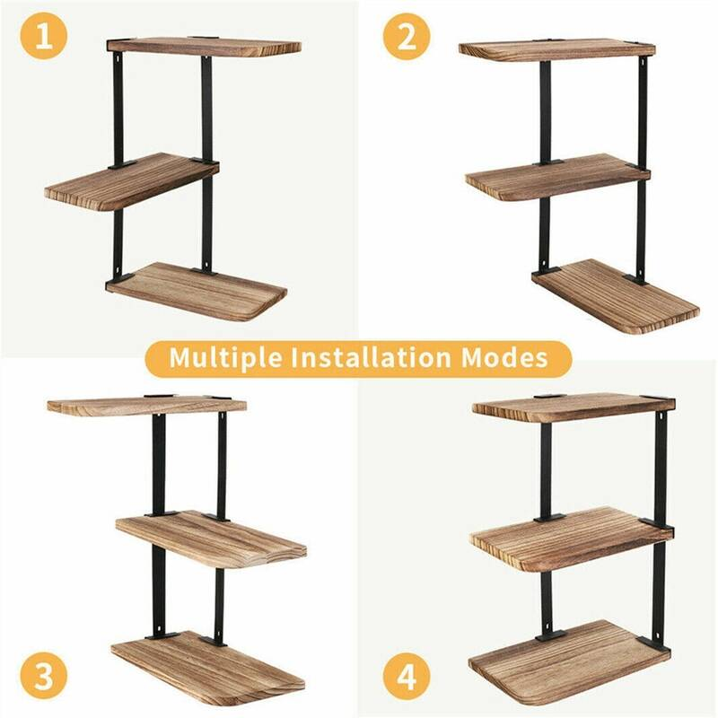 Tablette d'angle 3-Tier Lucca moderne - étagères murales flottantes pour le stockage et l'affichage bâtiment Su
