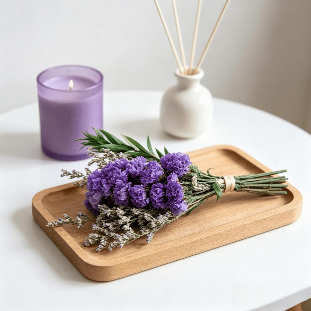Ensemble de 6 mini Bouquets de fleurs séchées pourpre avec Forget-Me-Pas pour décoration et party Su